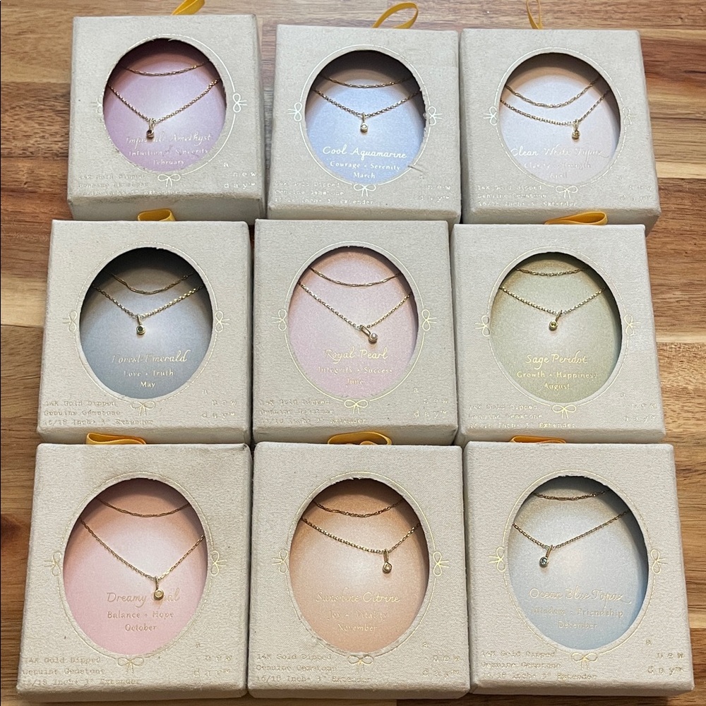 14k gold dipped genuine birthstone necklace